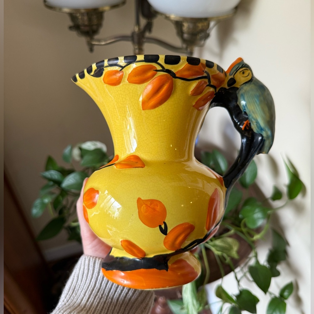 1930s Wade Ceramic Pitcher with‎ Bird Handle
